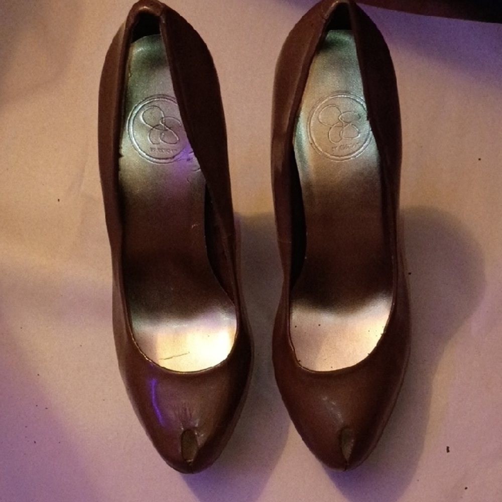 Jessica Simpson Sz 8 Peeptoe Platform Heels - Picture 7 of 7